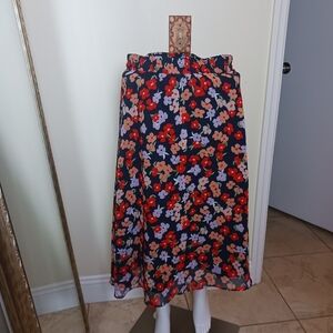 Ann Taylor Navy Floral A-Line Skirt